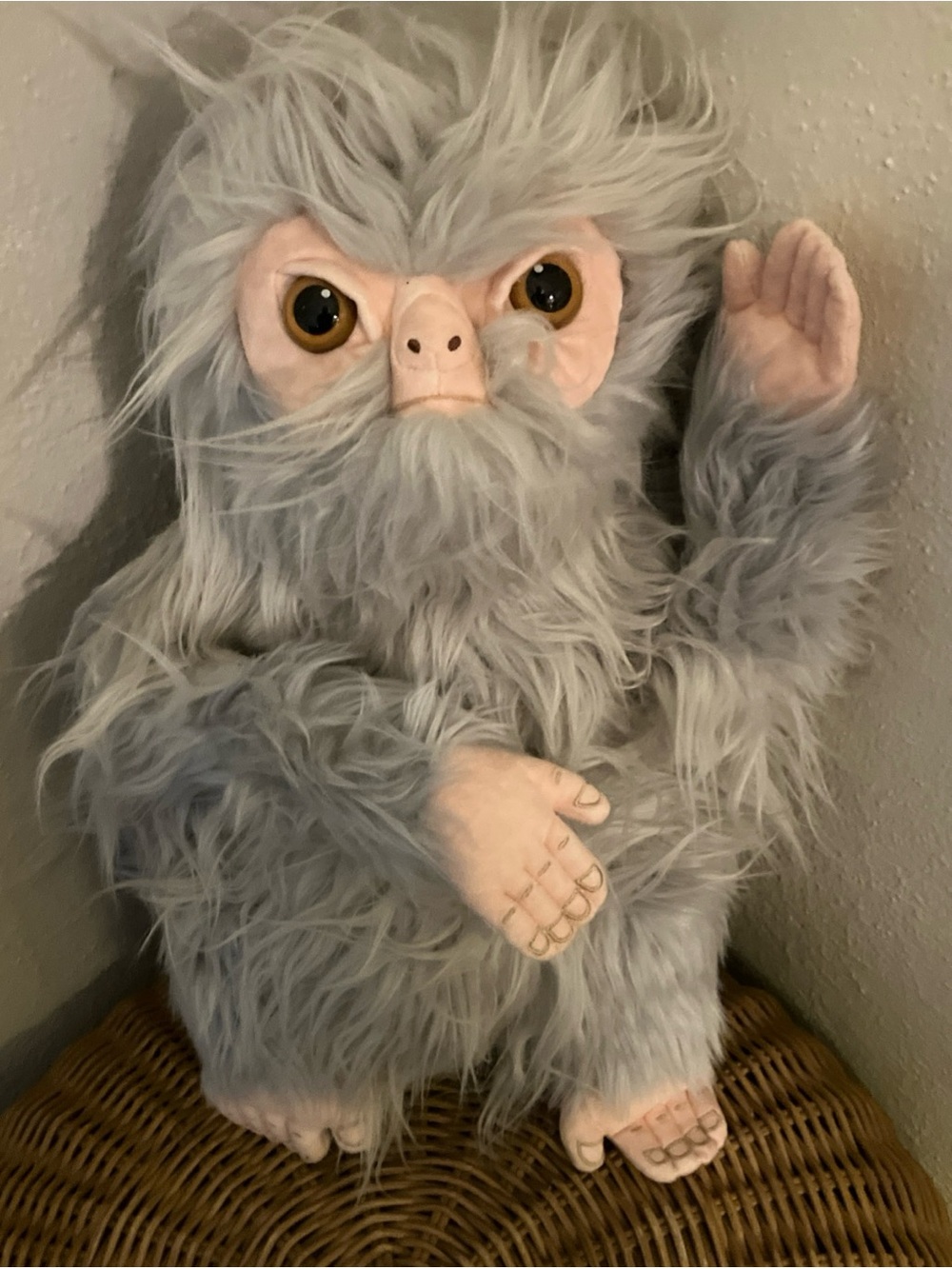 Plush Gray Furry Creature Stuffed Toy - Soft Play Companion